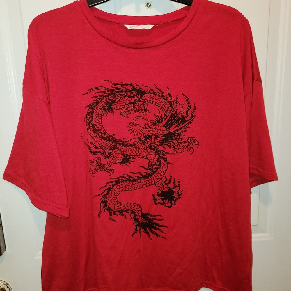 Romwe Red Dragon Tee Shirt
